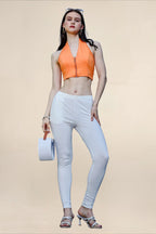 Women Off White Regular Legging