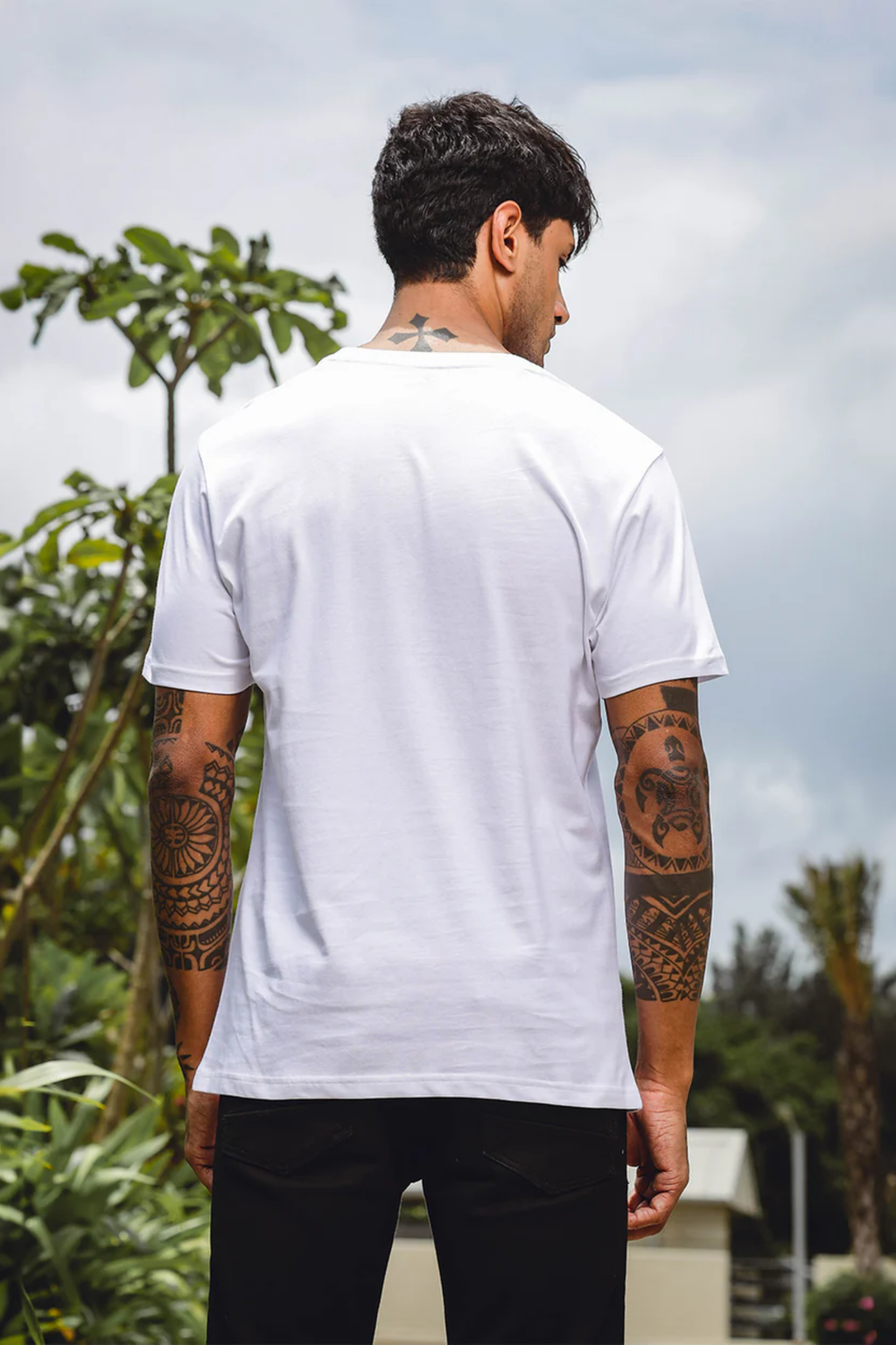 Men Printed Round Neck Pure Cotton White T-Shirt