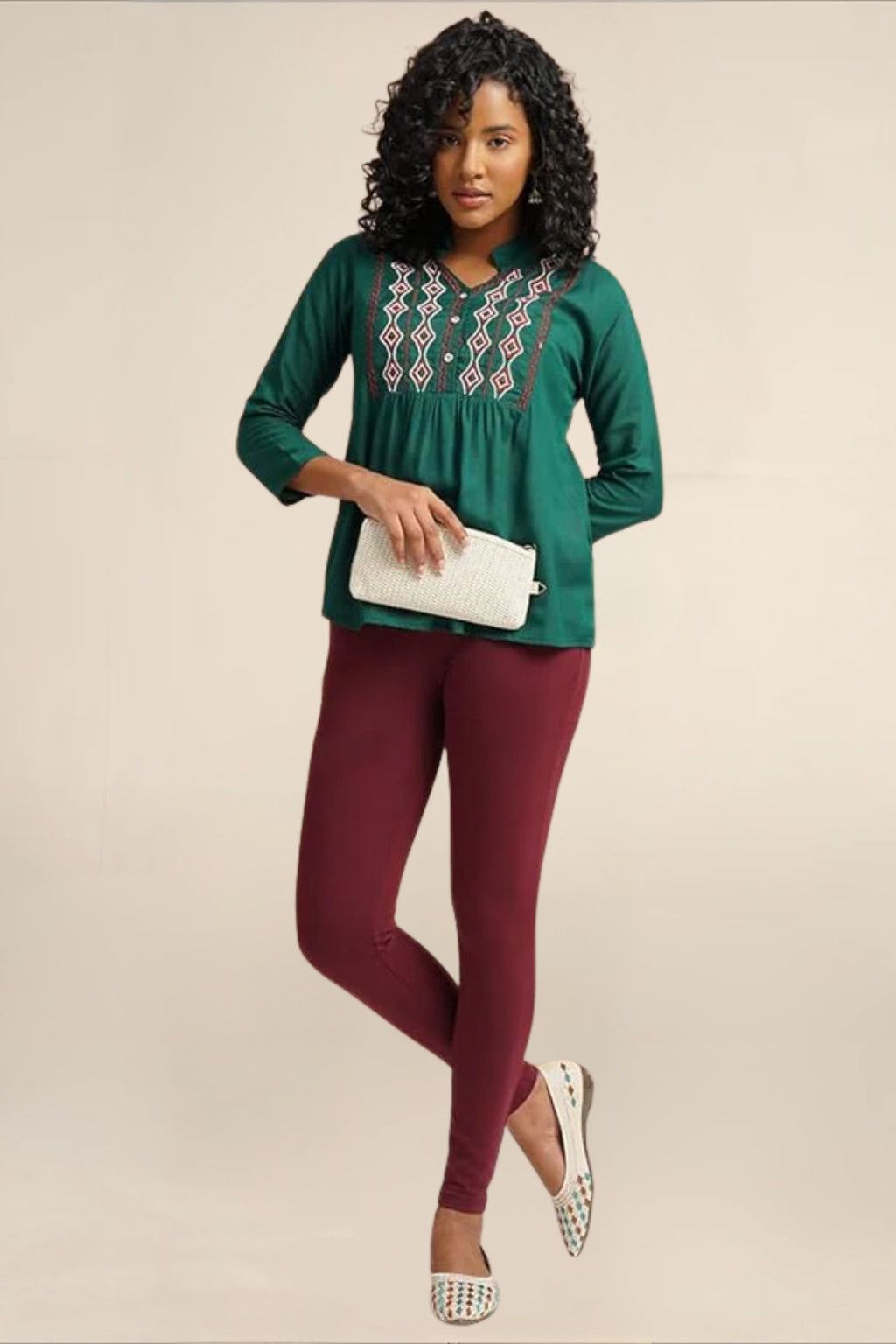 WOMENS BURGUNDY REGULAR LENGTH POCKET LEGGING