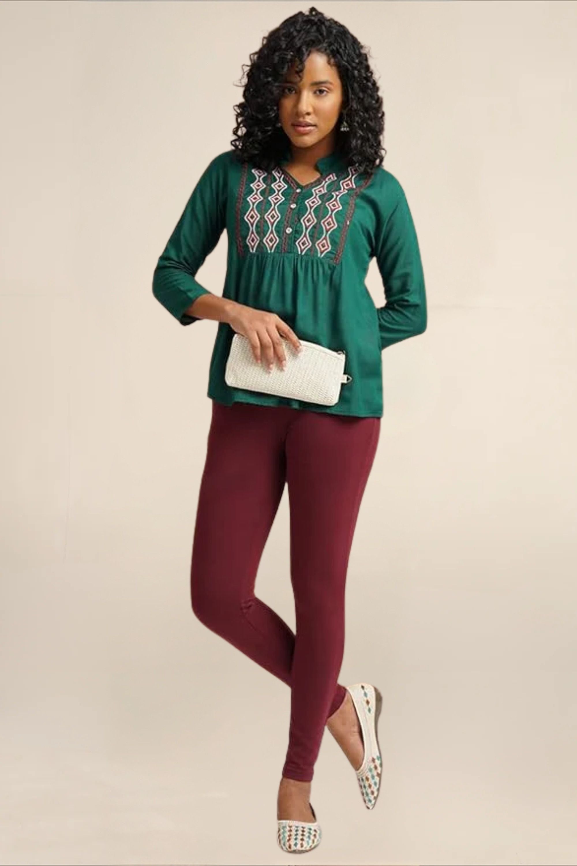WOMENS BURGUNDY REGULAR LENGTH POCKET LEGGING