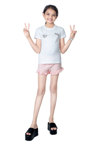 Girls Light Pink Casual Shorts