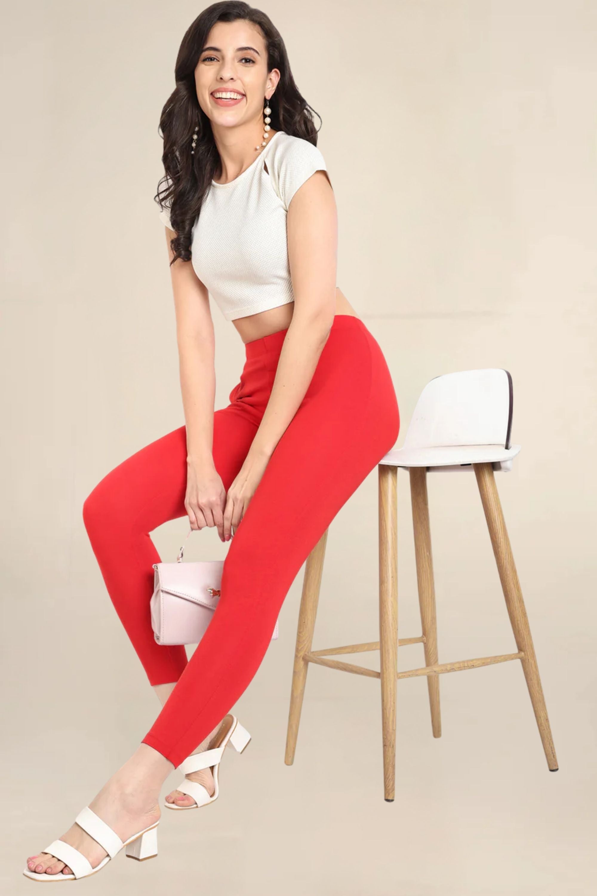 ONE SKY WOMEN RED 2 SOLID LEGGINGS