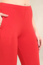 ONE SKY WOMEN RED 2 SOLID LEGGINGS