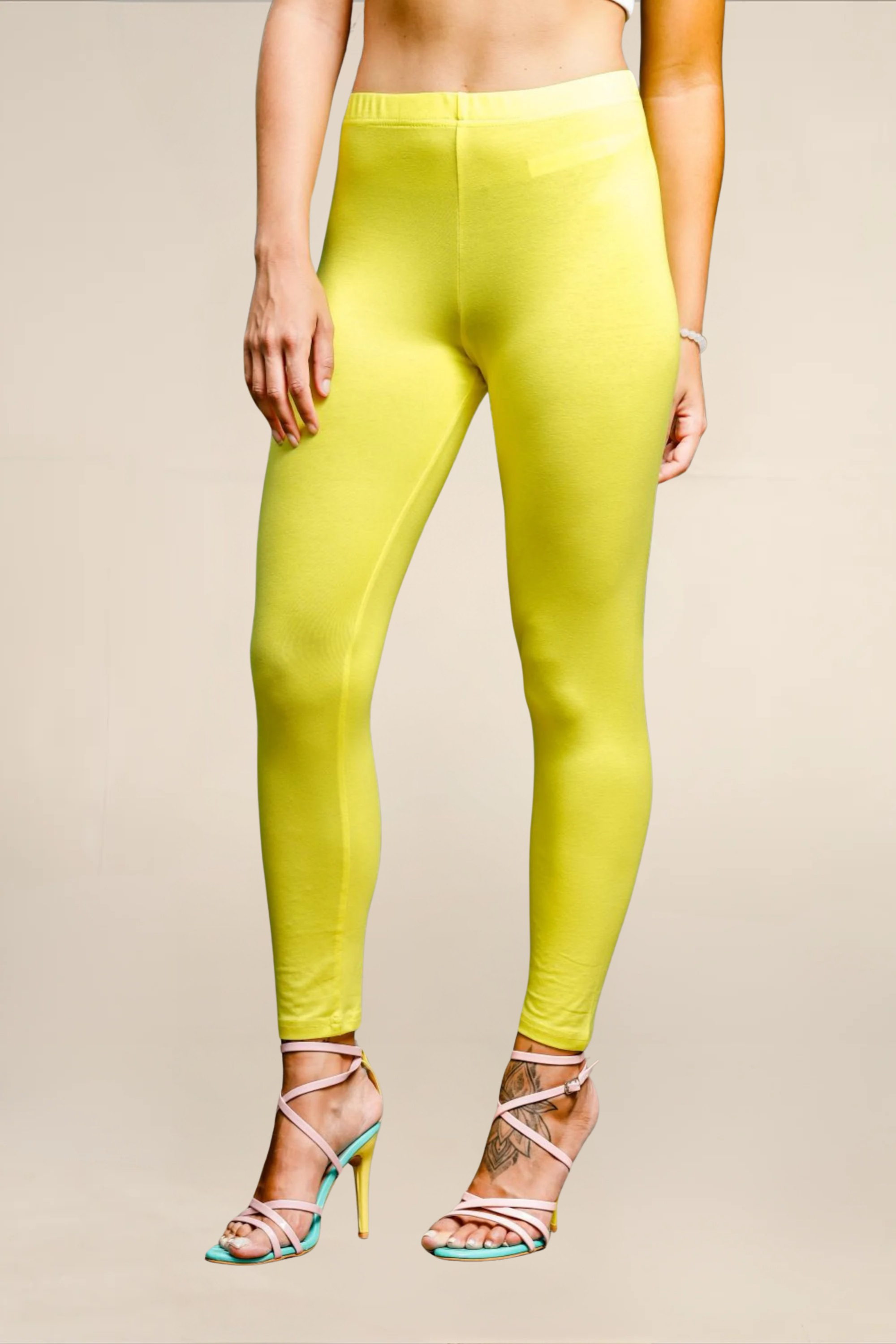 WOMEN POP YELLOW ANKLE LENGTH LEGGING