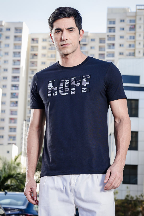 Men's 100% Cotton 'HOPE' Printed Round Neck T-shirt