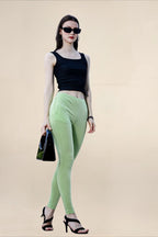 Women Light Green Regular Legging