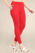 Women Dark Red Ankle Length Legging