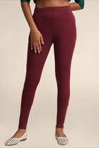 WOMENS BURGUNDY REGULAR LENGTH POCKET LEGGING