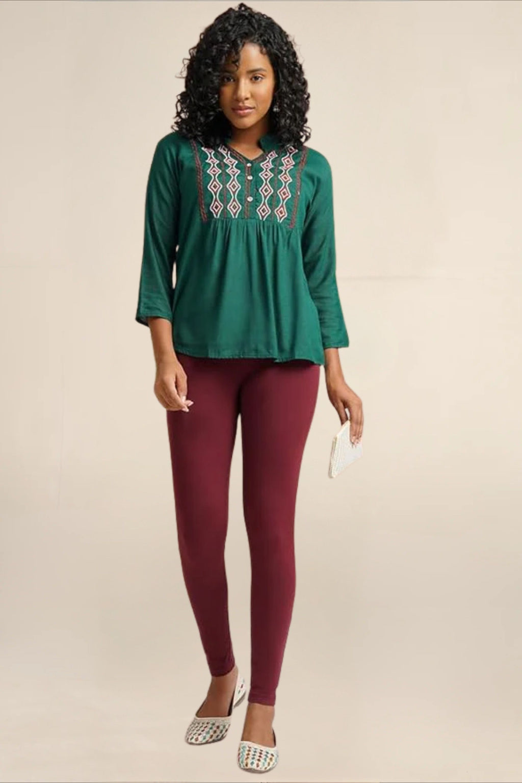 WOMENS BURGUNDY REGULAR LENGTH POCKET LEGGING