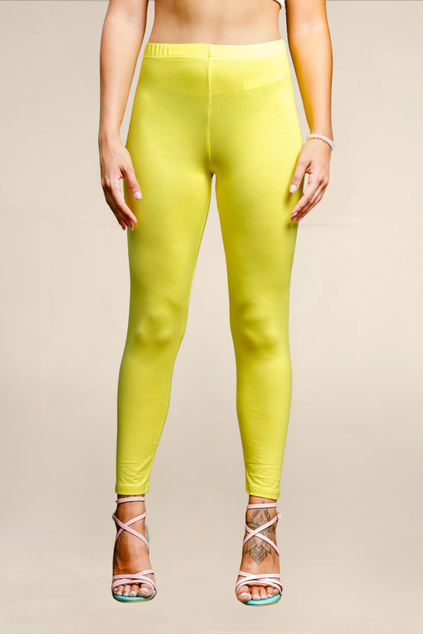 WOMEN POP YELLOW ANKLE LENGTH LEGGING
