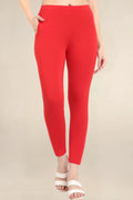 ONE SKY WOMEN RED 2 SOLID LEGGINGS