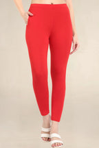 ONE SKY WOMEN RED 2 SOLID LEGGINGS