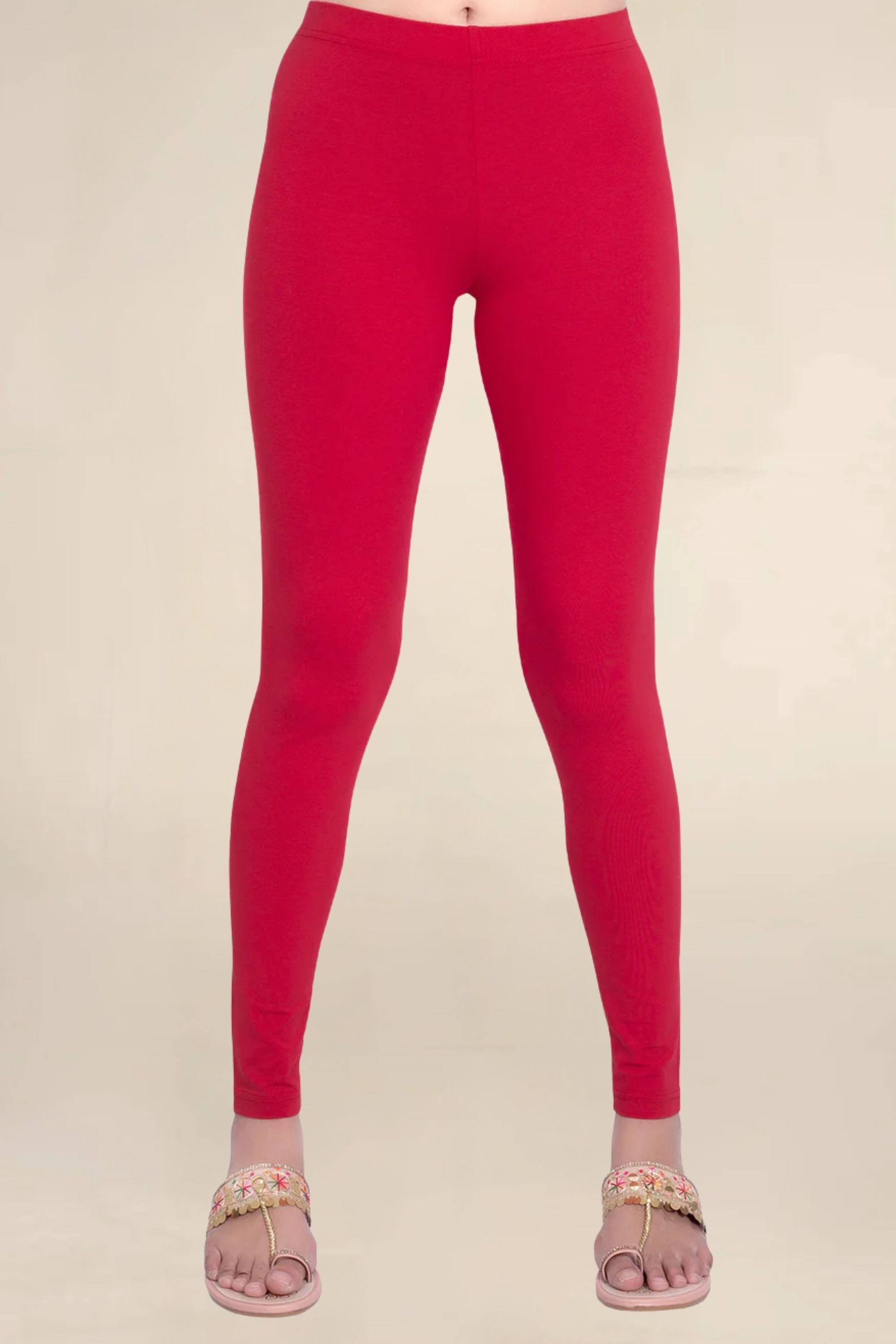 ONE SKY WOMEN RED SOLID LEGGINGS