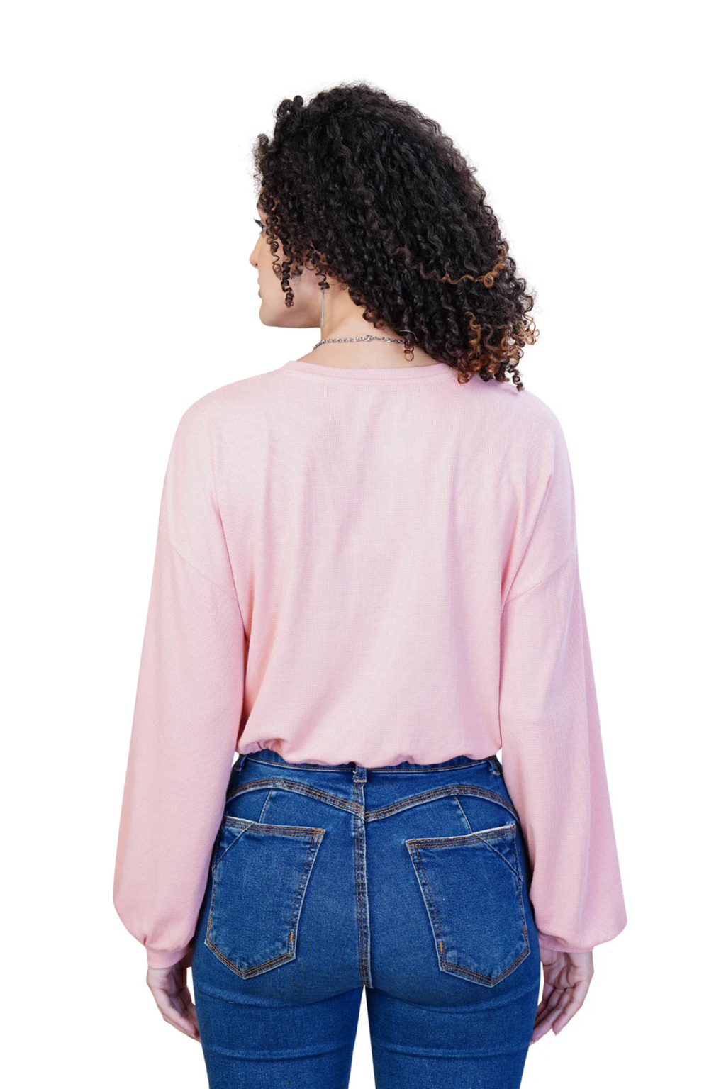 Women Pink Trendy Balloon Sleeves Top