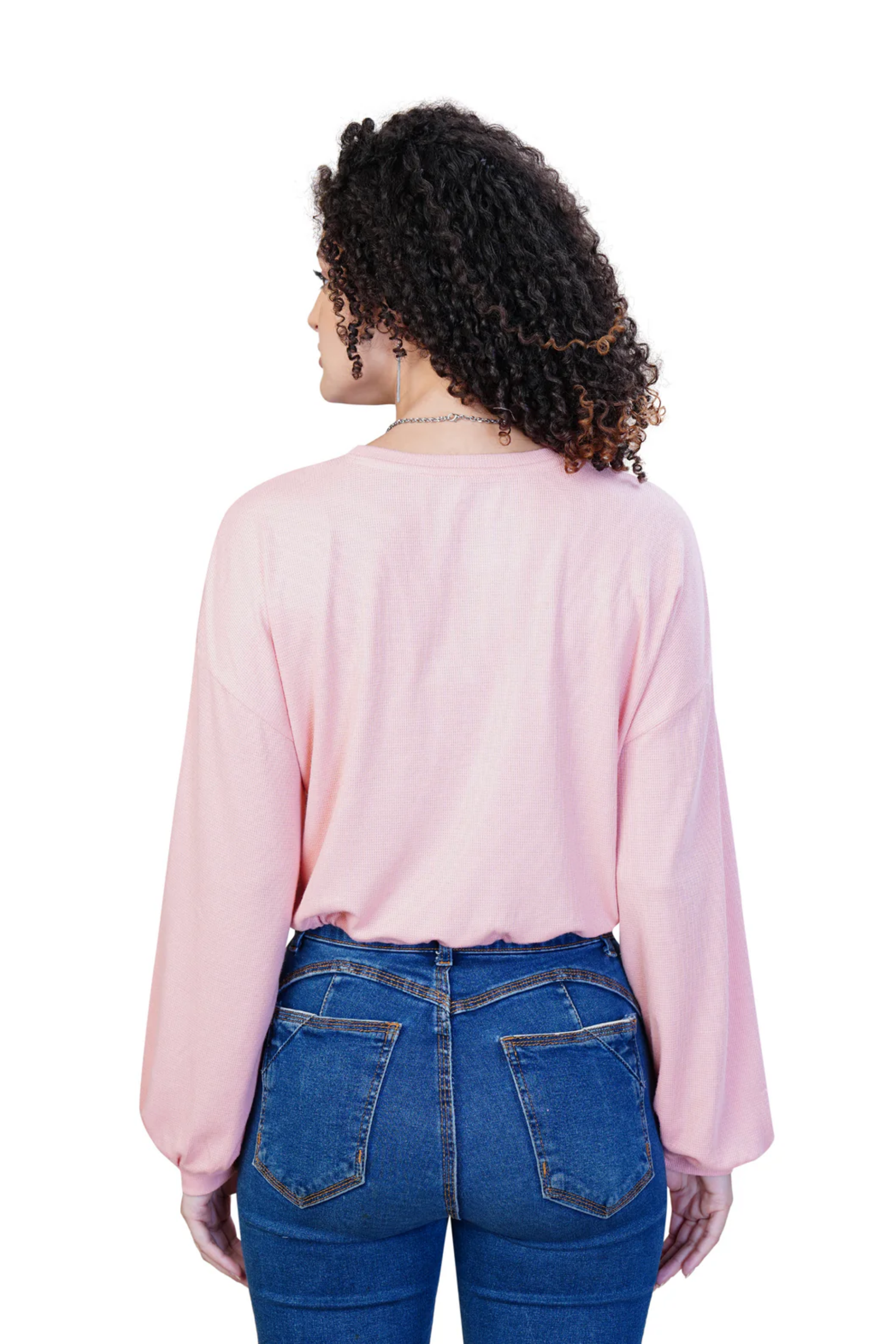 Women Pink Trendy Balloon Sleeves Top