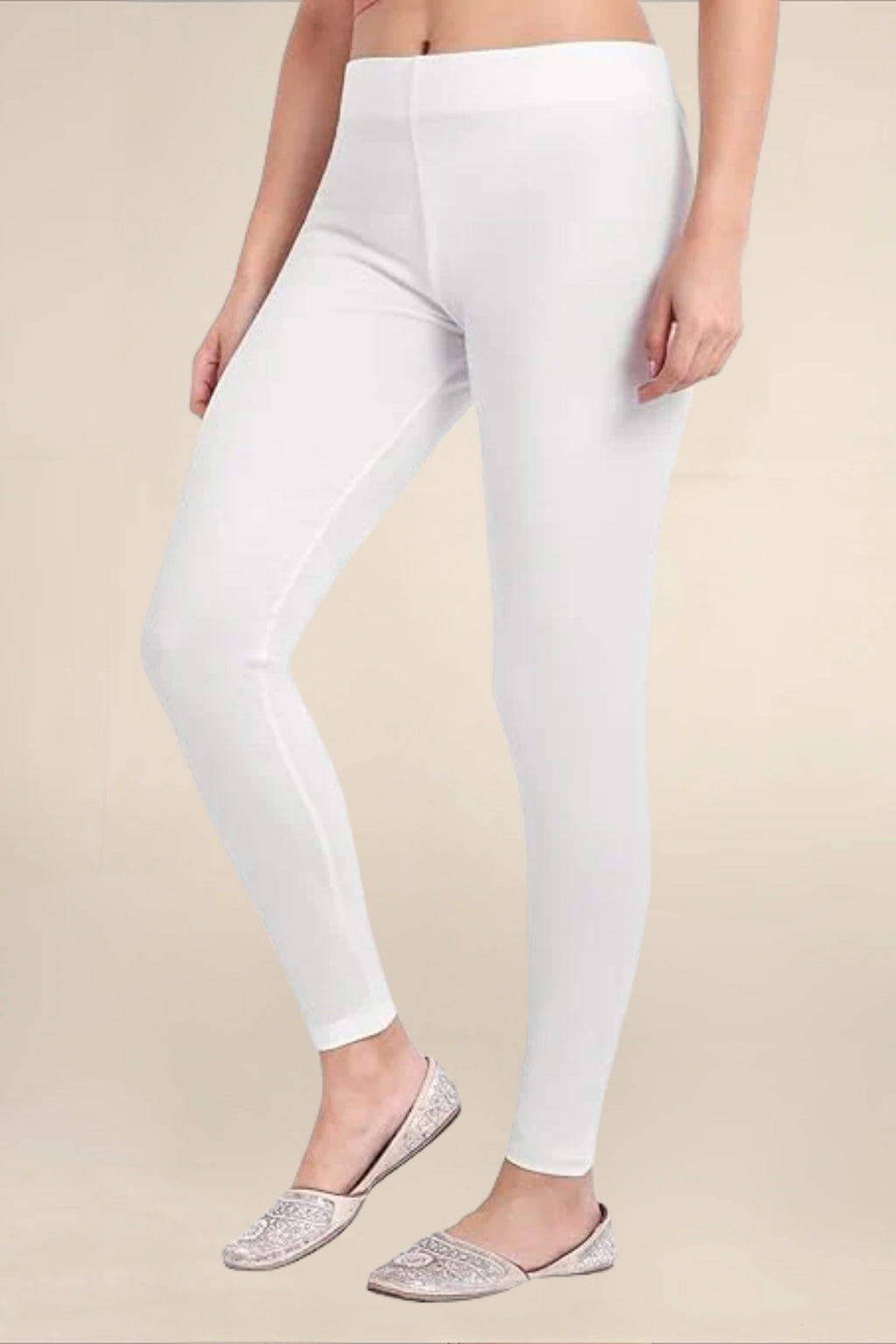 WOMEN WHITE REGULAR LENGTH LEGGING