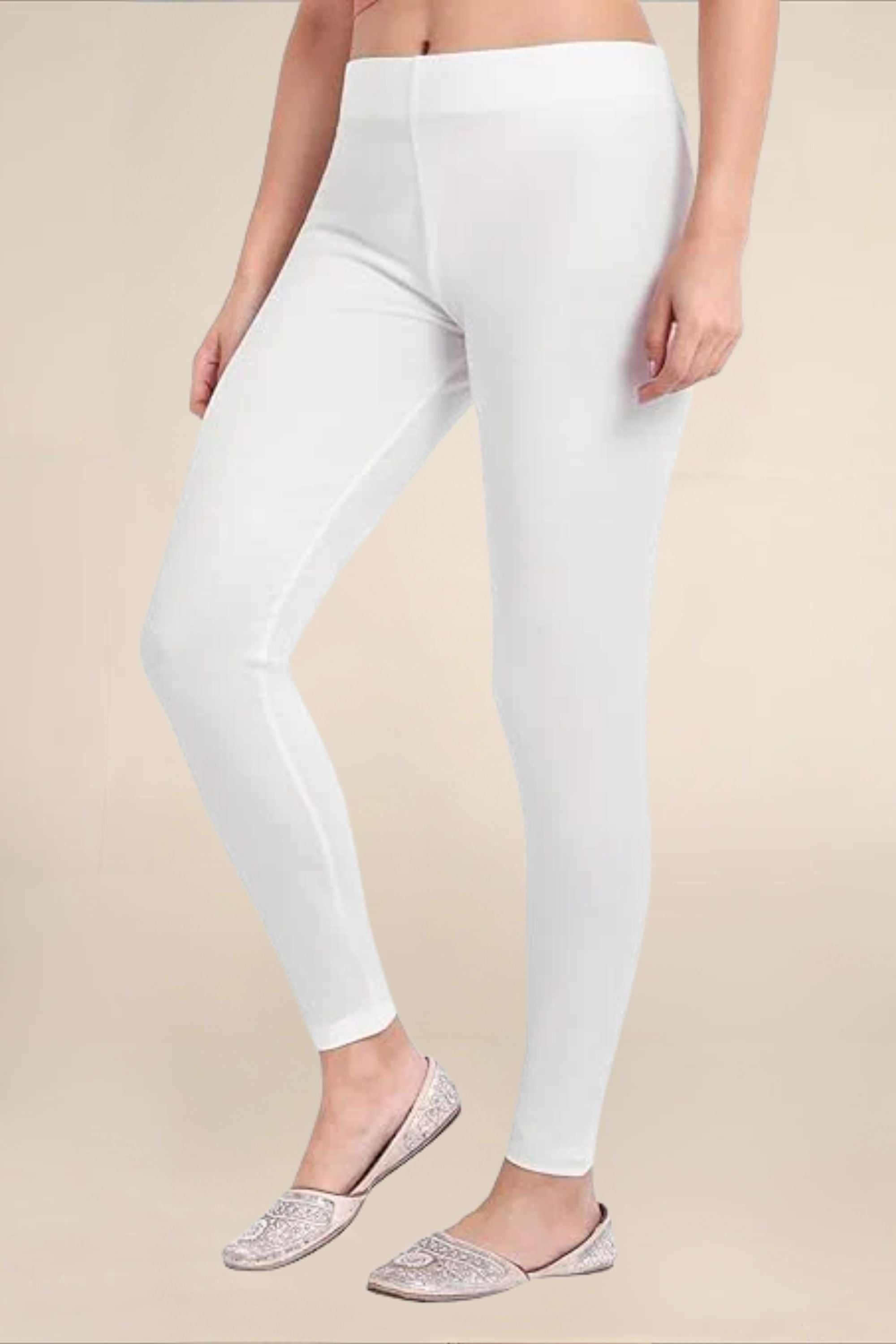 WOMEN WHITE REGULAR LENGTH LEGGING