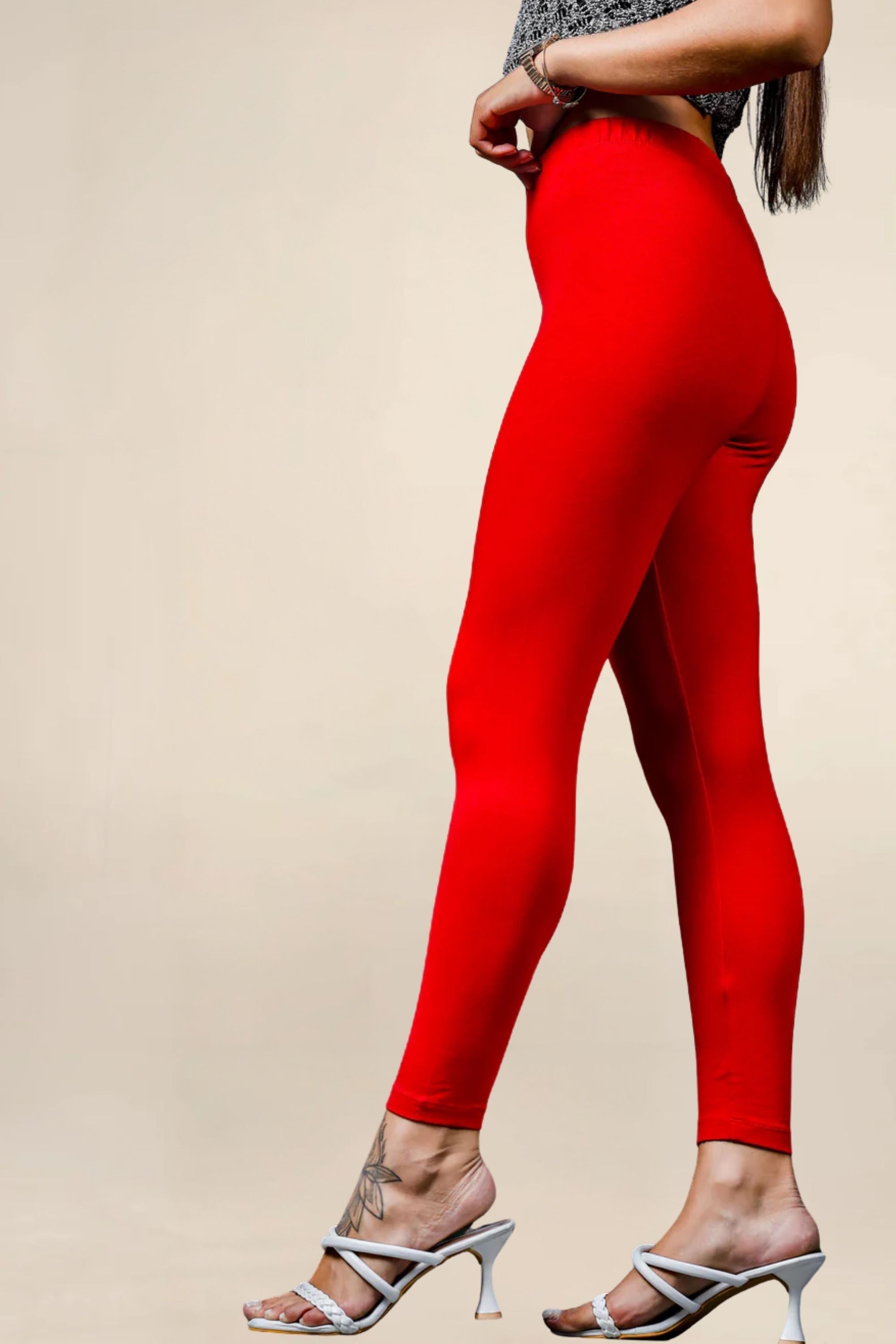 ONE SKY WOMEN RED SOLID LEGGINGS