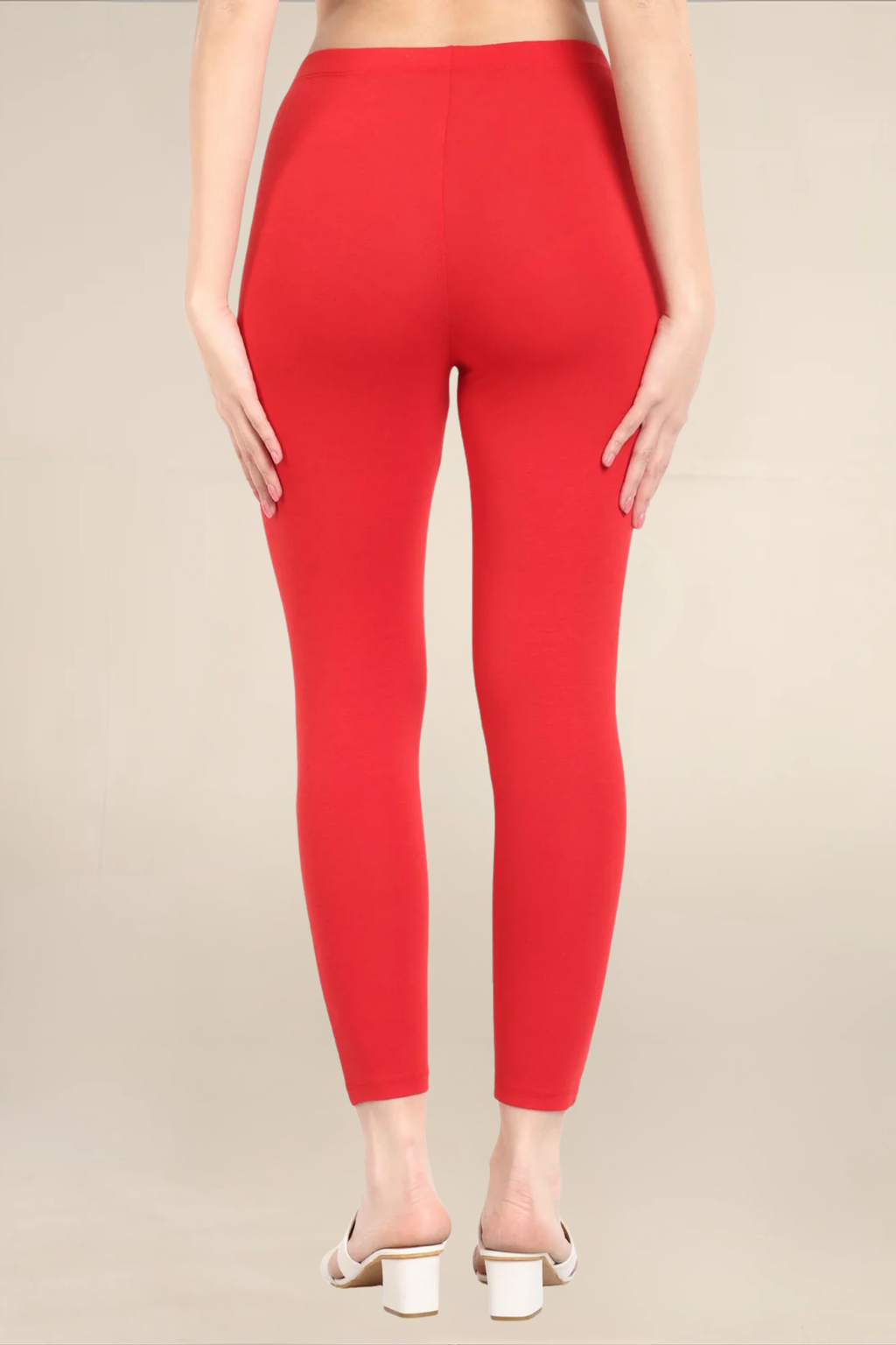 Women Dark Red Ankle Length Legging