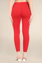 Women Dark Red Ankle Length Legging