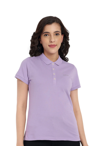 Women Purple Comfort Cotton Polo T-Shirt