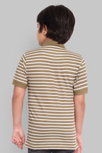 Boys Classic Cotton Polo T-Shirt with Stripes Grey