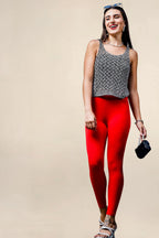 ONE SKY WOMEN RED SOLID LEGGINGS