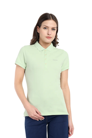 Women Light Green Comfort Cotton Polo T-Shirt