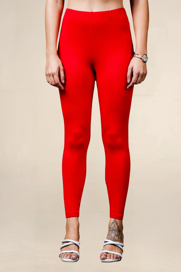 ONE SKY WOMEN RED SOLID LEGGINGS