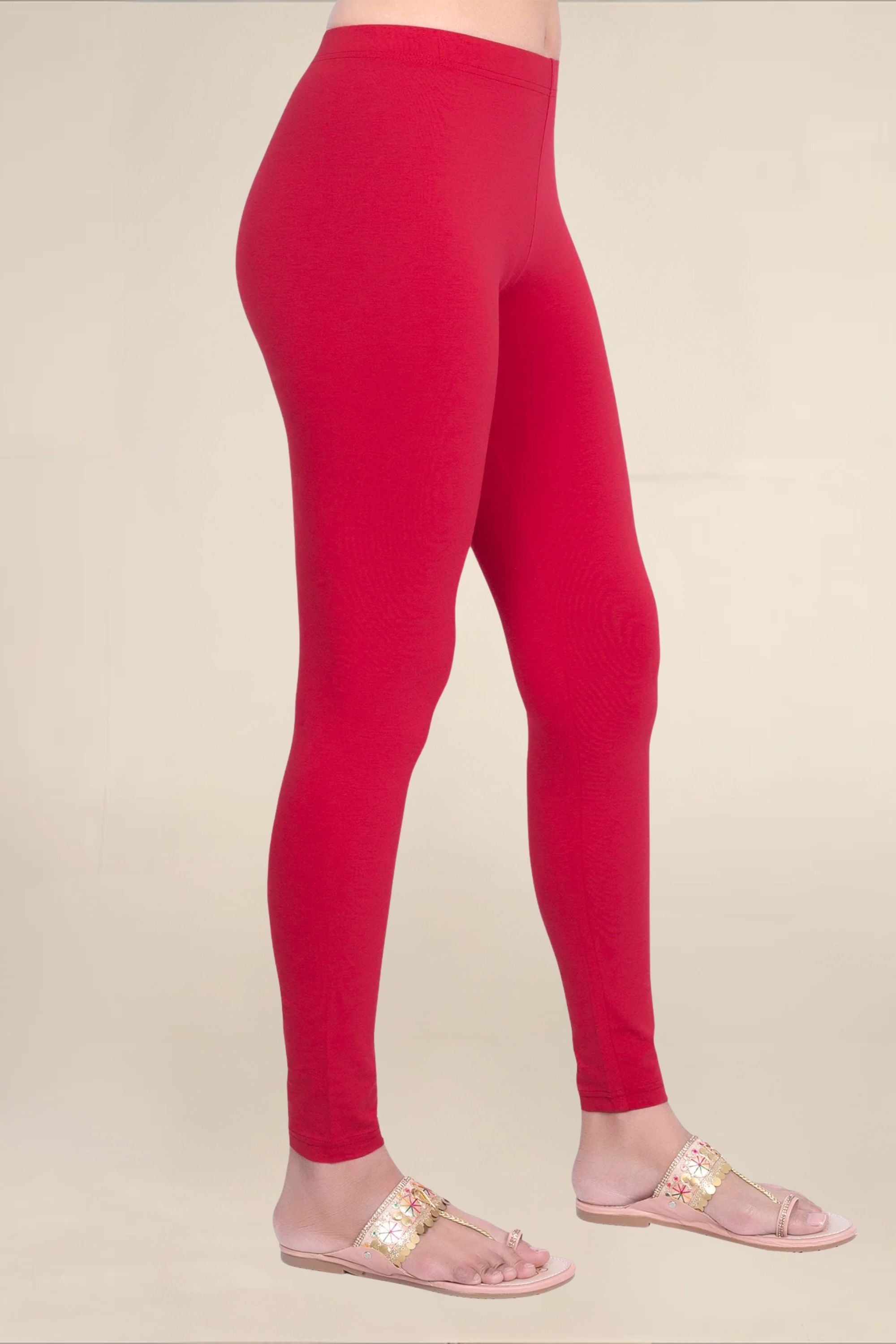 WOMEN RED REGULAR LENGTH LEGGING