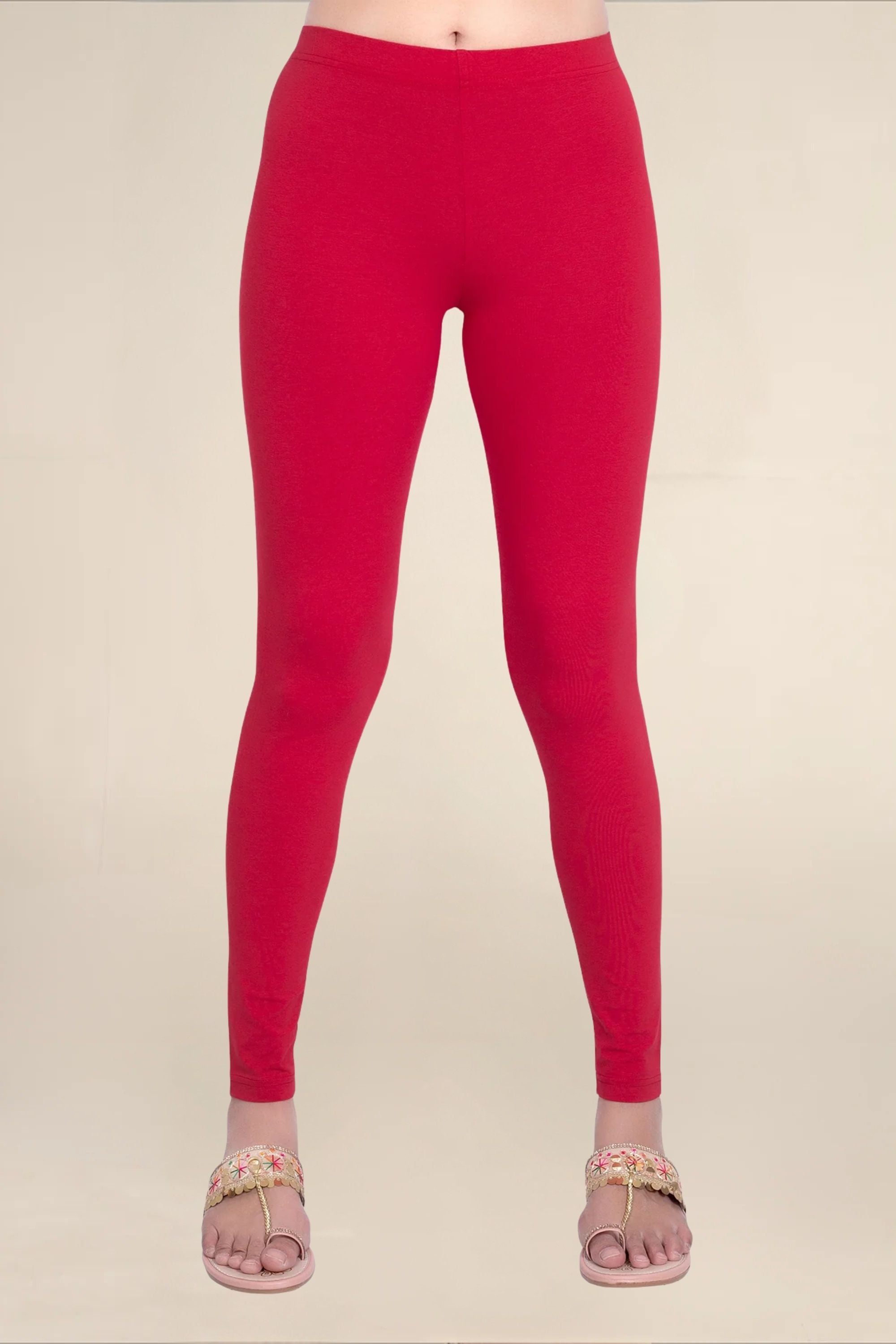WOMEN RED REGULAR LENGTH LEGGING