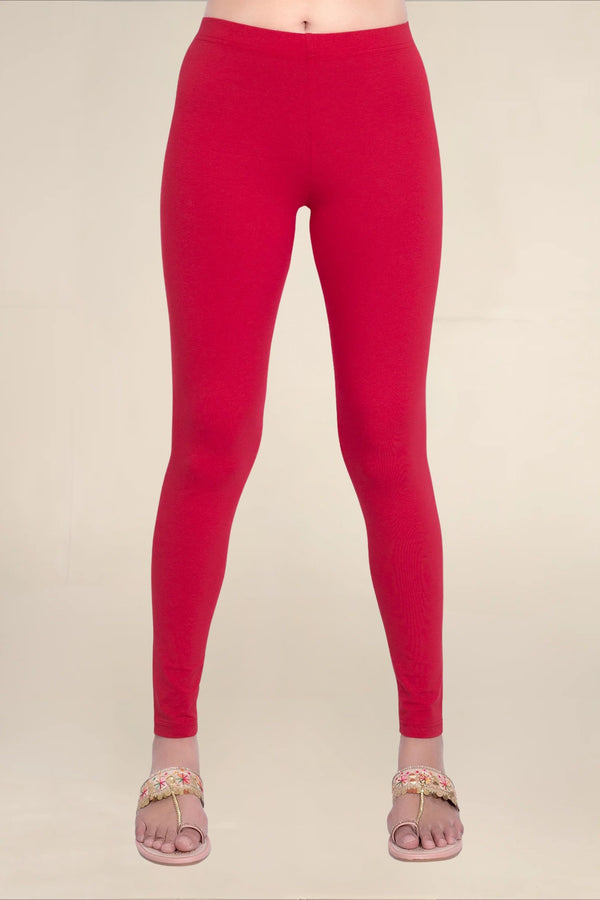 WOMEN RED REGULAR LENGTH LEGGING