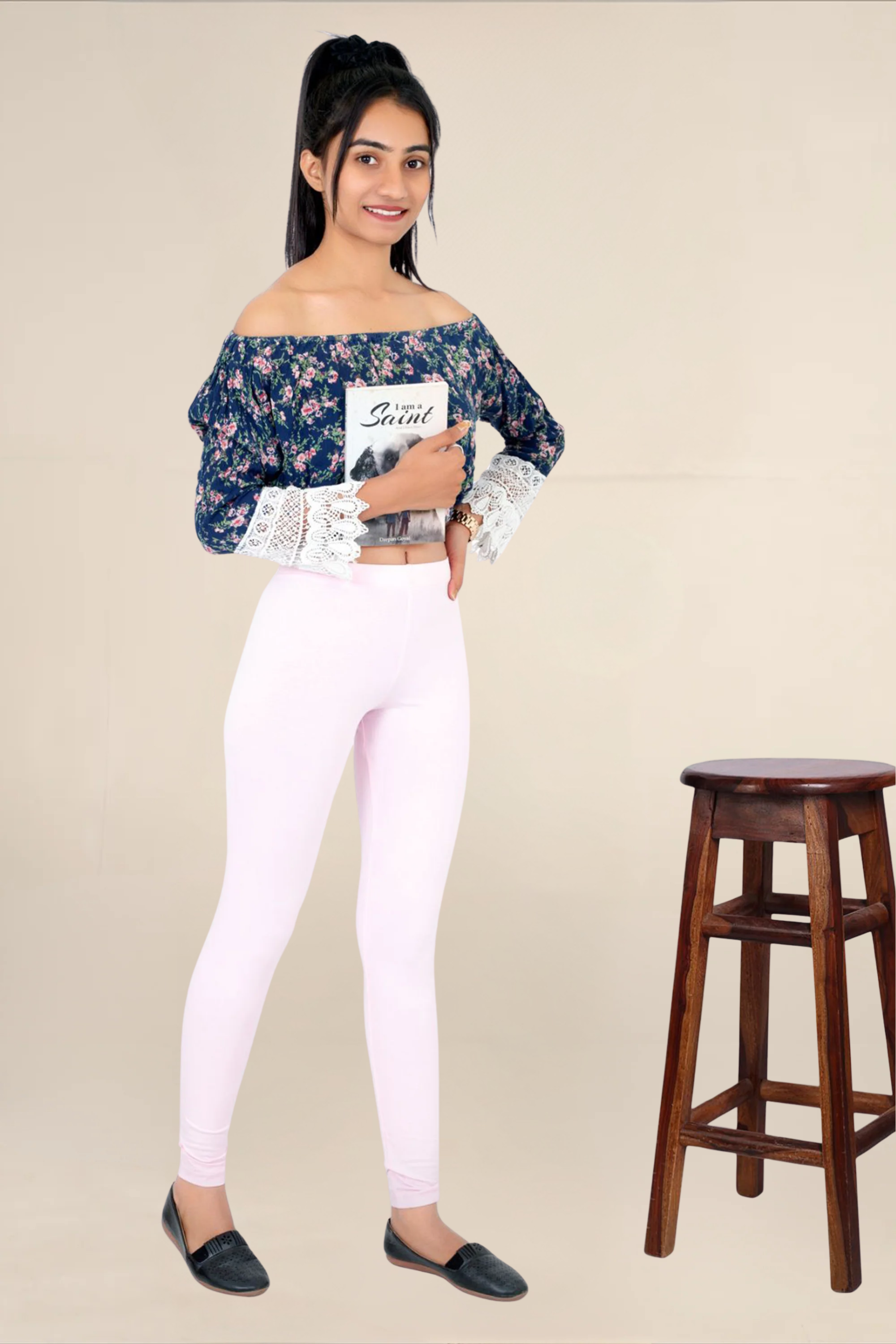 WOMEN BABY PINK ANKLE LENGTH LEGGING