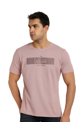 Men Dusk Pink Round Neck T-Shirt