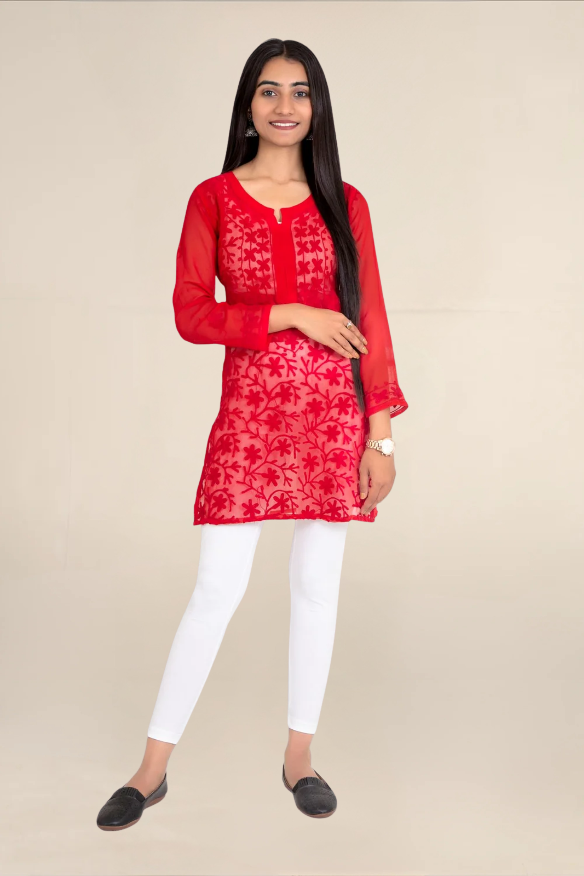 Women White Ankle Length Legging