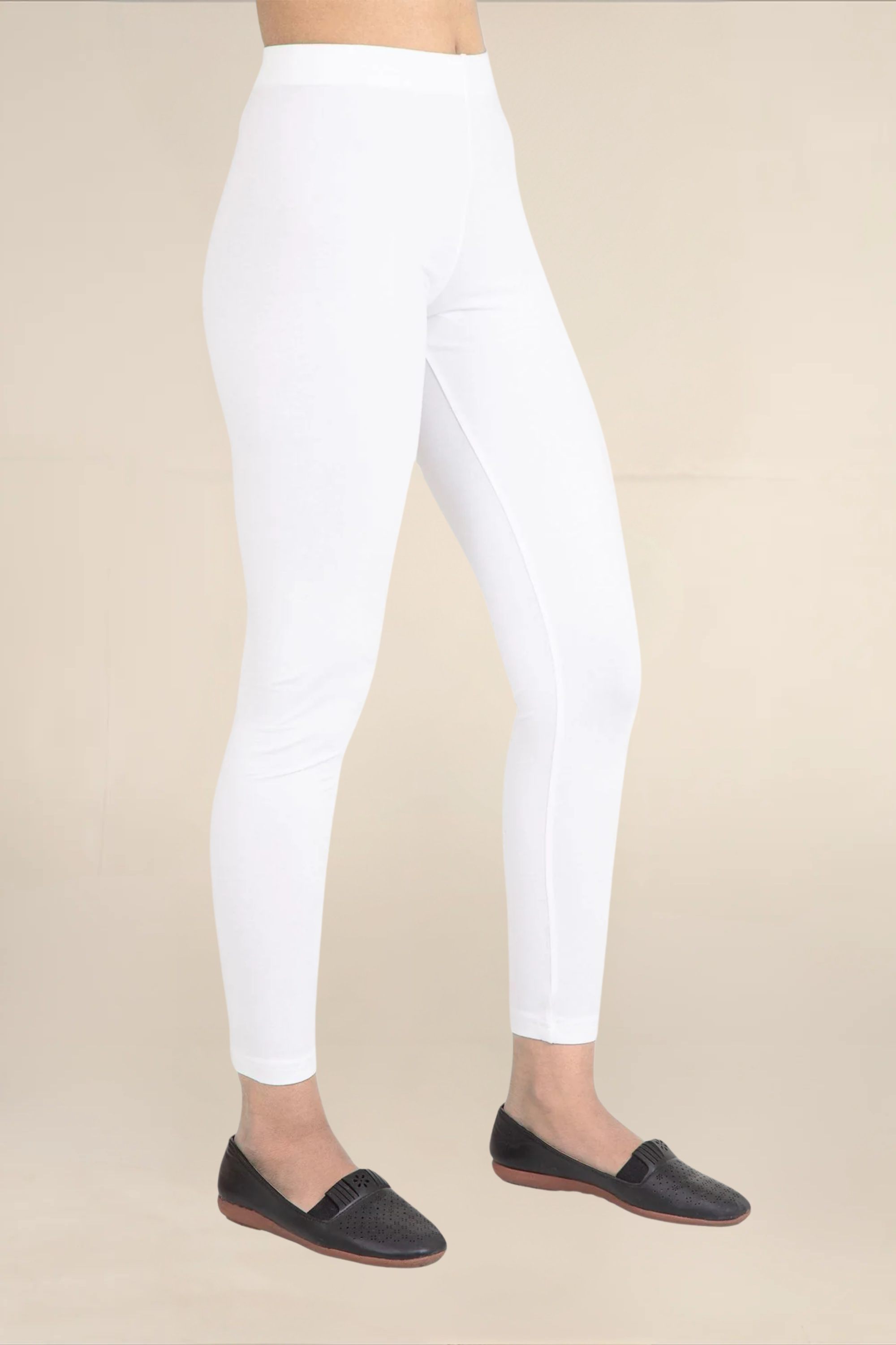 Women White Ankle Length Legging