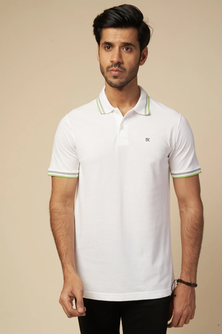 Men White Polo T-Shirt