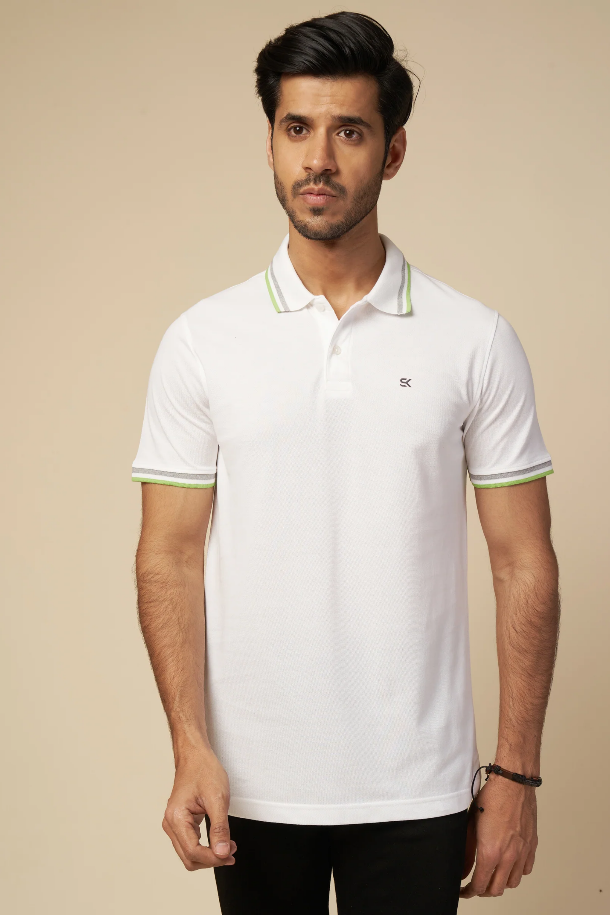 Men White Polo T-Shirt