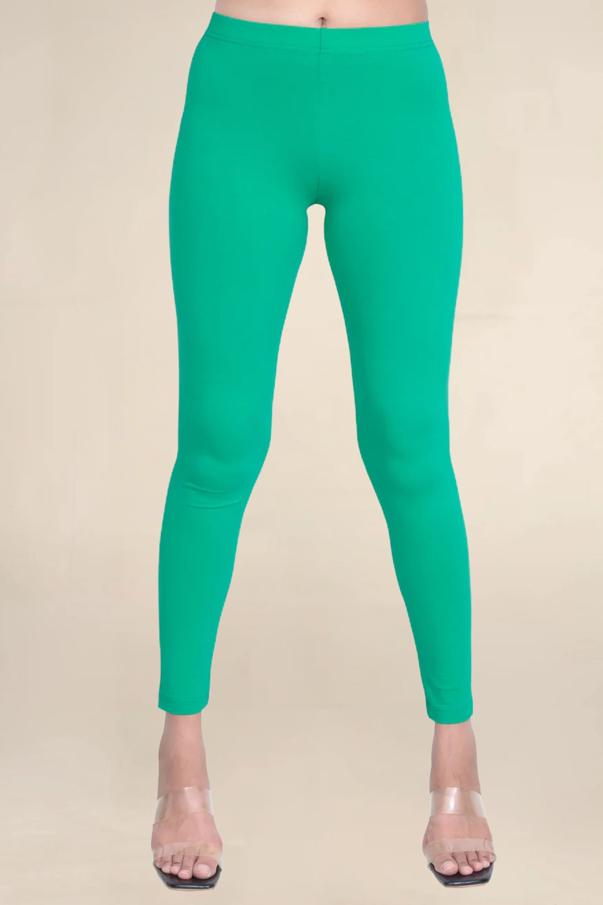 ONE SKY WOMEN SPOT GREEN SOLID LEGGINGS