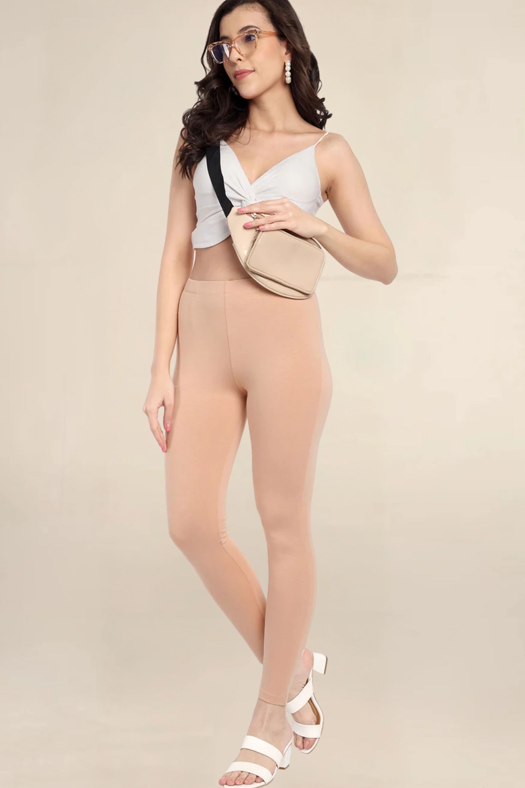 ONE SKY WOMEN WHEAT SKIN SOLID LEGGINGS