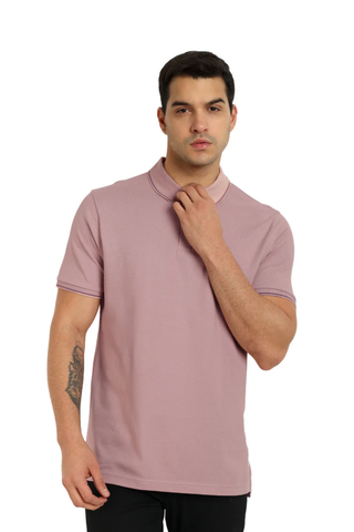 Men Dusty Rose Tipping Polo T-Shirt