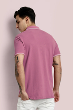 Men Mauve Pink Tipping Polo T-Shirt
