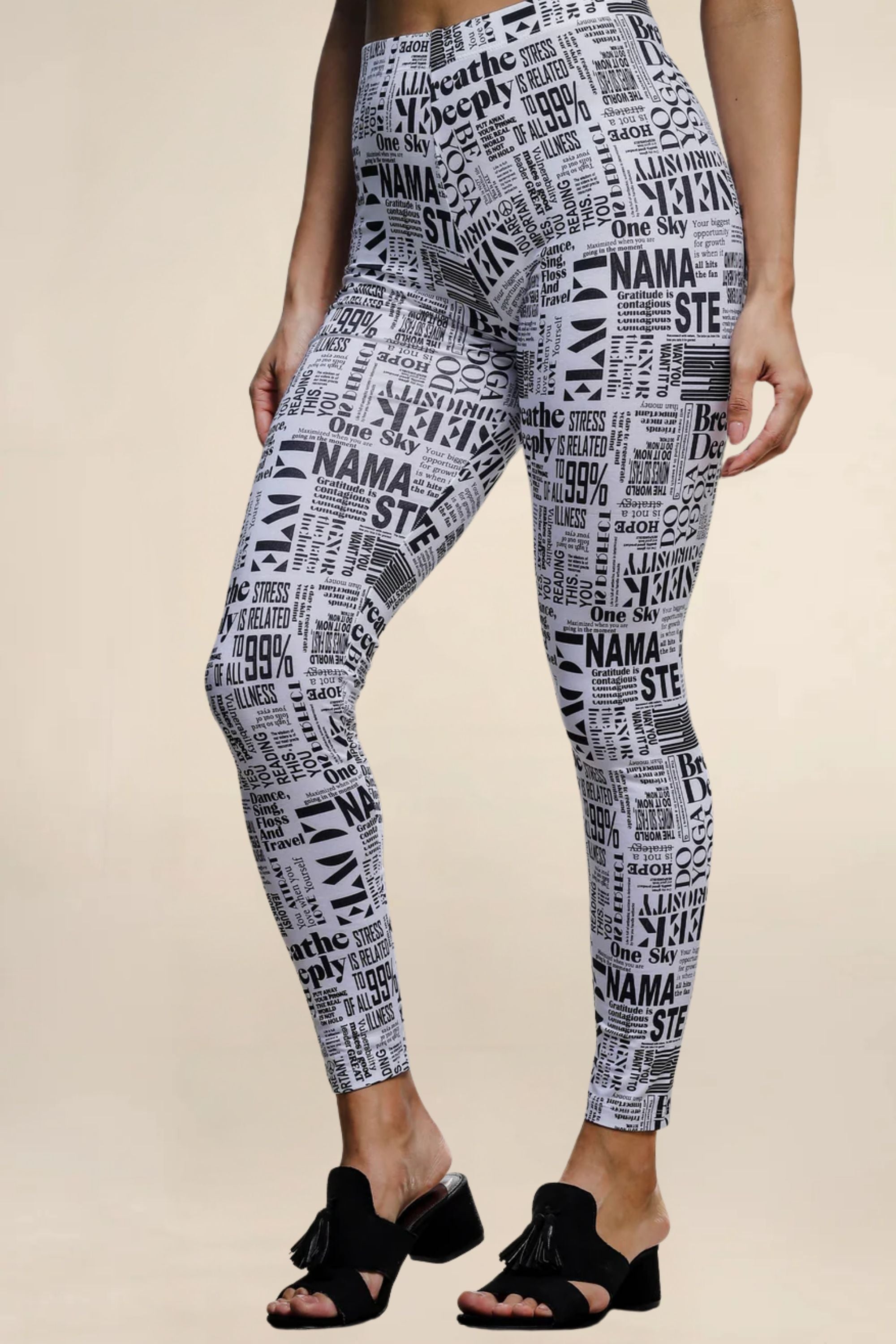 ONE SKY WOMEN WHITE PRINTED LEGGINGS