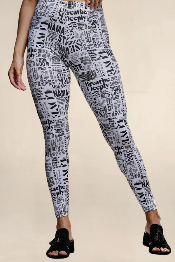 ONE SKY WOMEN WHITE PRINTED LEGGINGS