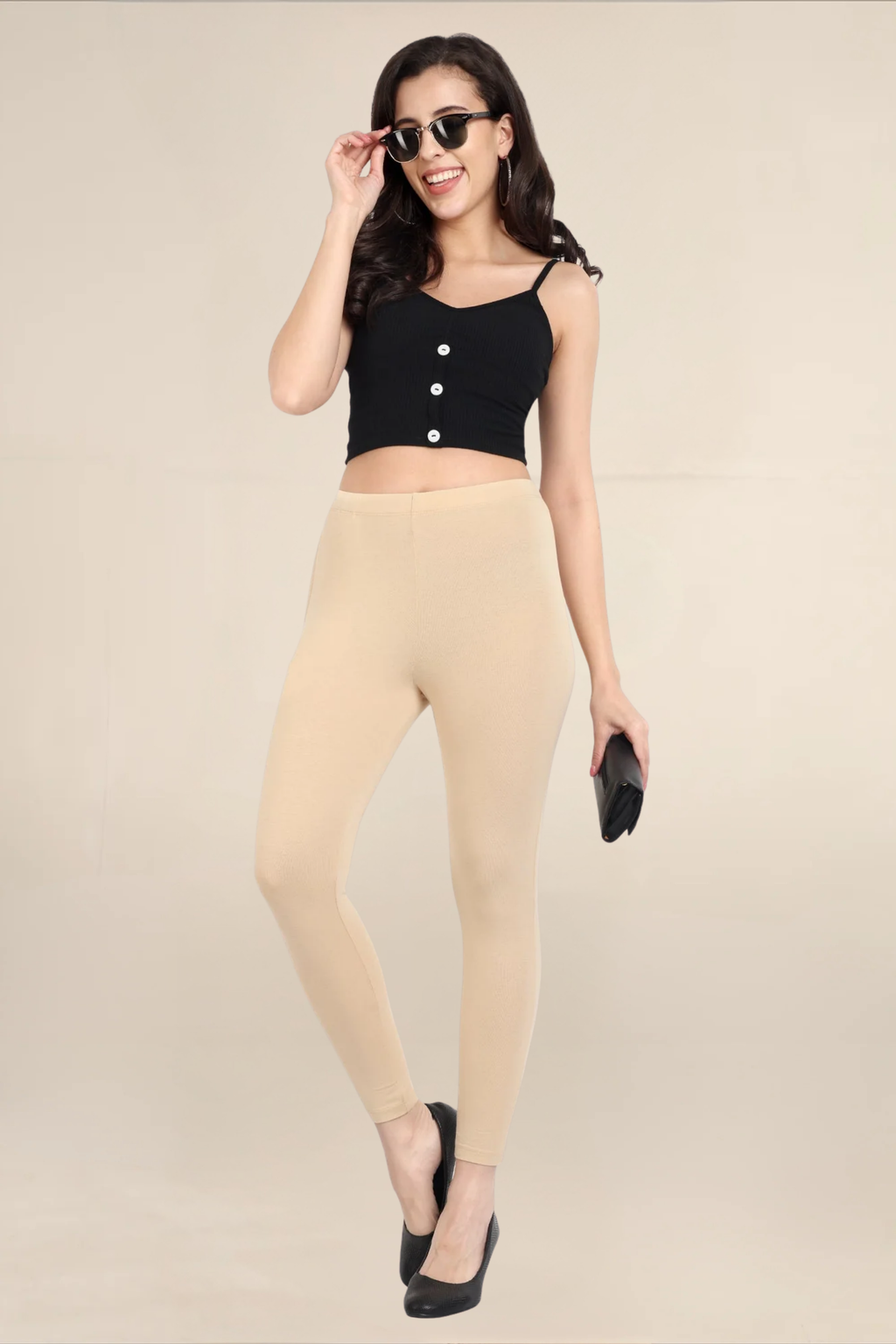 Women Beige Ankle Length Legging