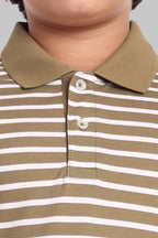 Boys Classic Cotton Polo T-Shirt with Stripes Grey