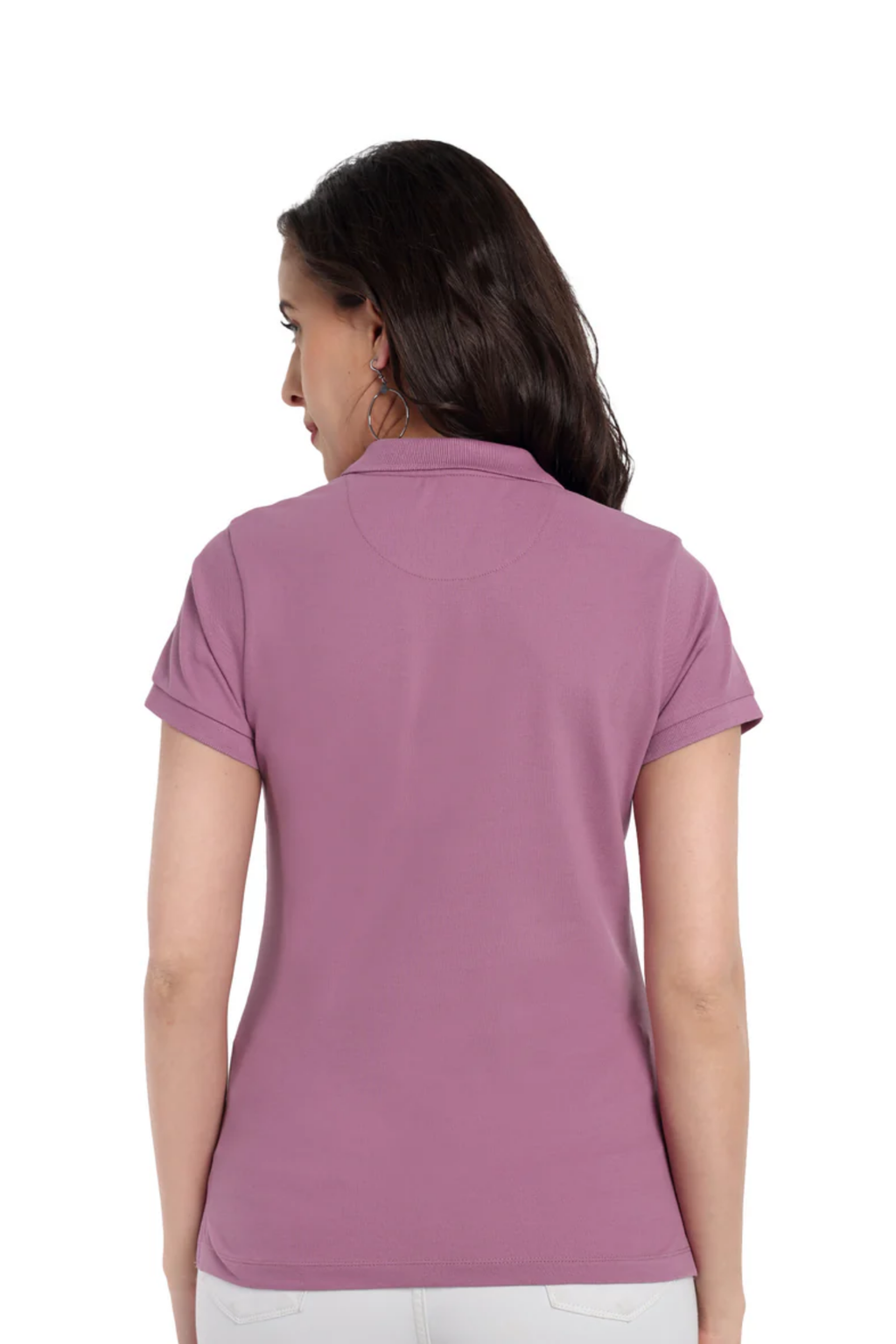 Women Mauve Comfort Cotton Polo T-Shirt