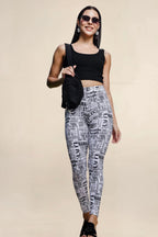 ONE SKY WOMEN WHITE PRINTED LEGGINGS