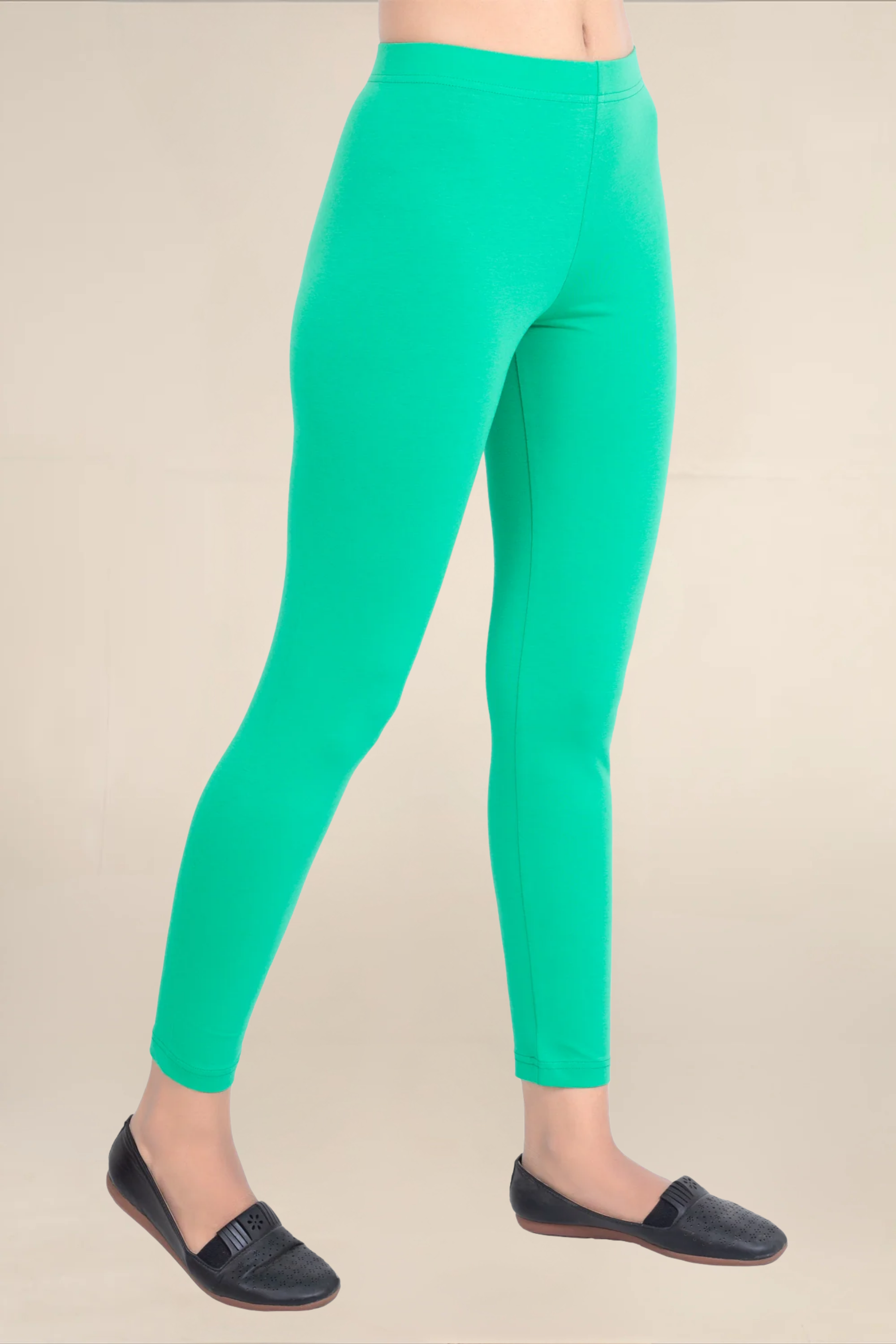 Women Spot Green Ankle Length Legging