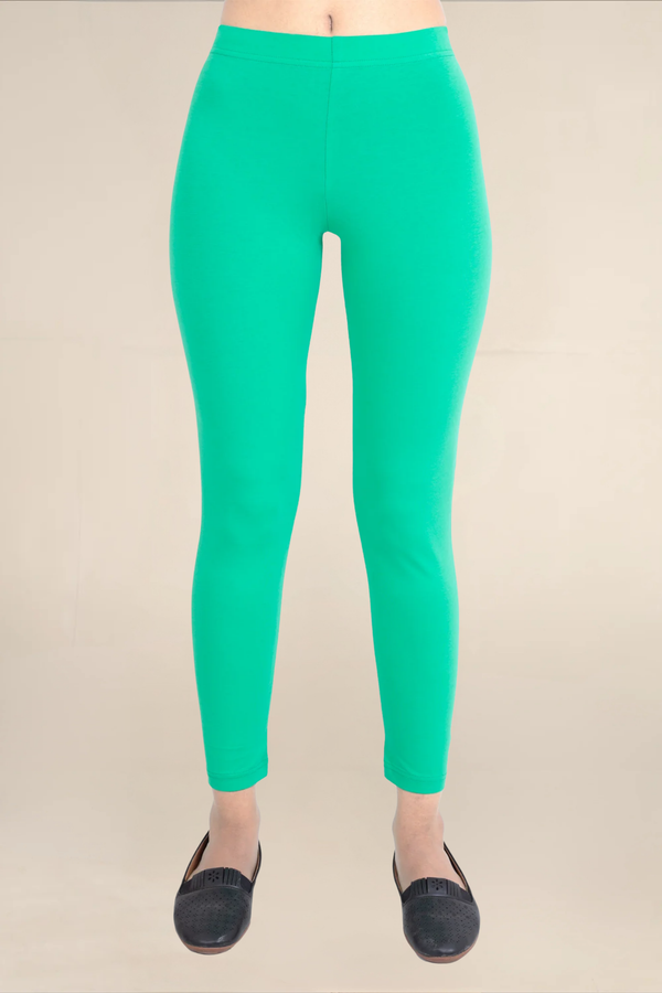 Women Spot Green Ankle Length Legging